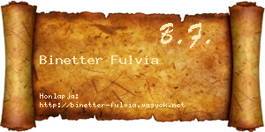 Binetter Fulvia névjegykártya